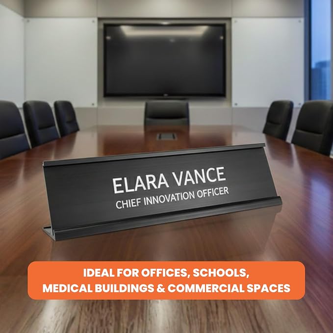 2" x 8" Aluminum Office Desk Nameplate Sign Holder 5 Pack - Image 4