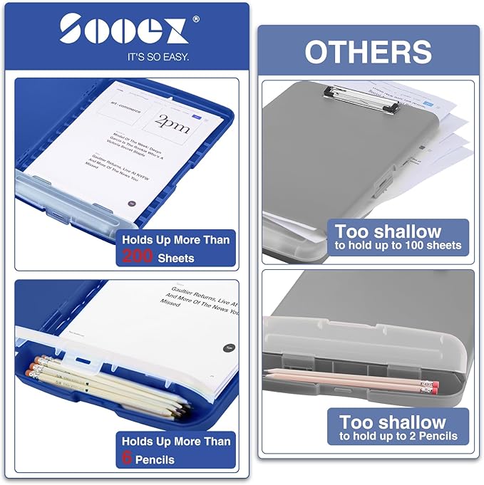 Sooez Clipboard with Storage, High Capacity Nursing Clipboards with Pen Holder - Image 2