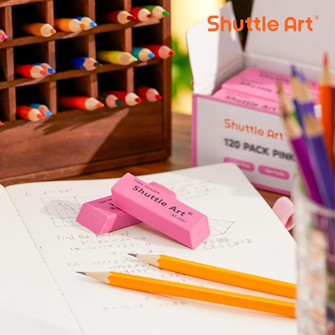 Pink Erasers, Shuttle Art 120 Pack Pink Erasers Bulk - Image 7