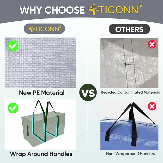 TICONN 6 Pack Extra Large Moving Bags Heavy Duty - Image 4