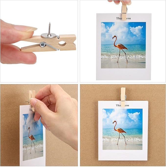 100Pcs Push Pin with Wooden Clips Tacks - Image 8