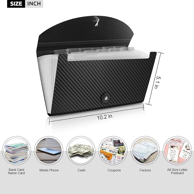 Accordion File Folder with Tabs and Elastic Closure, 13 Pocket File Organizer - Image 4