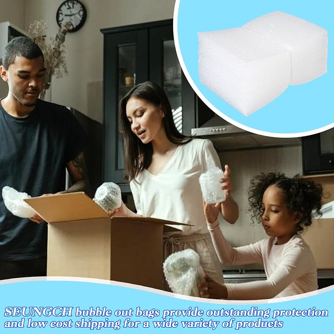 50Pcs Clear Bubble Out Bag Pouches, 8X10 Inch Bubble Pouch Wrap, Double Wall - Image 7