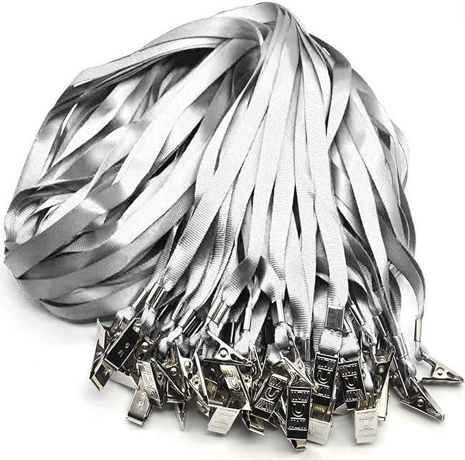 Beebel Gray Lanyards 100 Pack Nylon Flat Badge Lanyard by Beebel