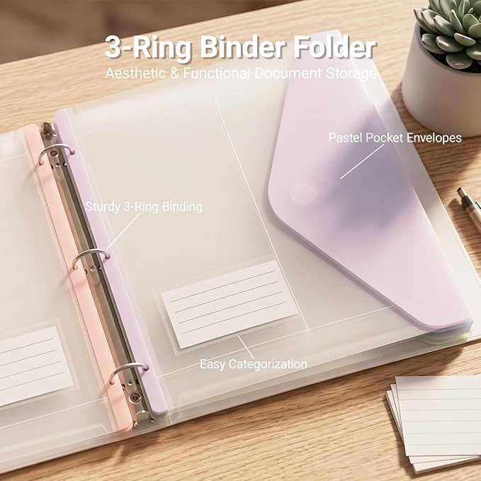 15 Pack Binder Pockets, Heavyweight Clear Plastic Folders - Image 2