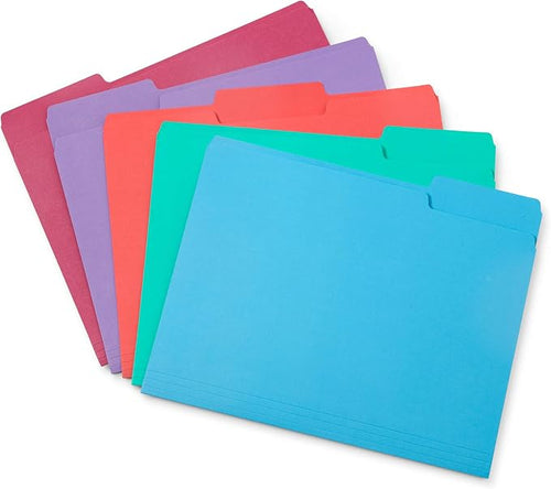 100 Blue Summit Supplies Colored File Folders Letter Size 1/3 Cut Tabs - Image 2