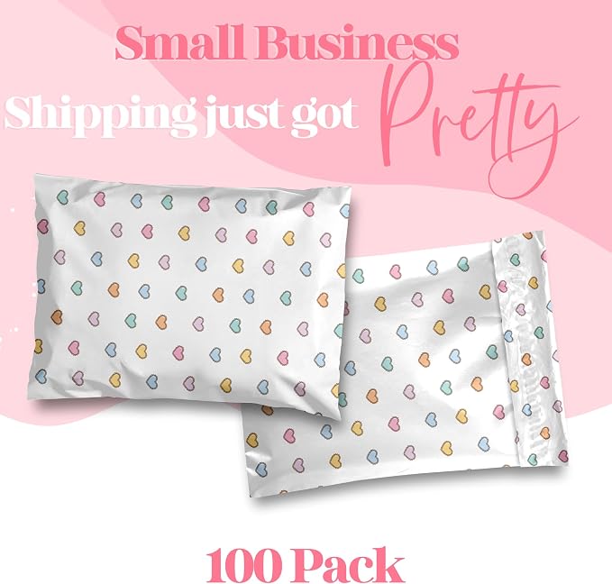 Pretty Package Store Designer Poly Mailers 14.5x19, Preppy Hearts, 100 Pack | - Image 2