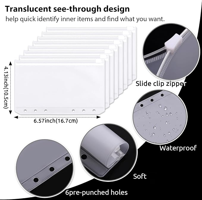 SKYDUE A6 Budget Binder with Zipper Envelopes, Money Organizer - Image 6