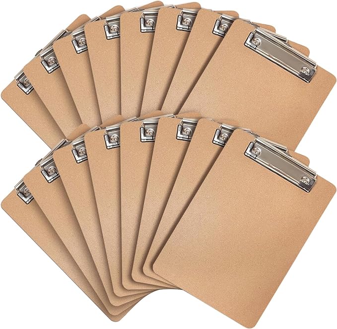 Mini Clipboards, 16 Pack 6" x 9" Small Clipboards Bulk, Wooden Memo Mini Clip by Uzant
