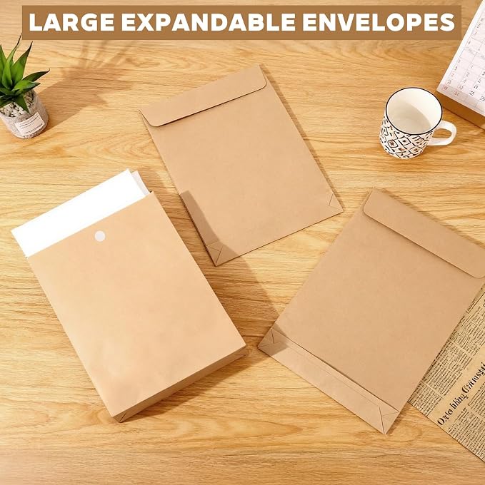 50 Pack Expandable Large Envelopes 9.4" x 13.2", 200 GSM Mailing Envelopes - Image 4