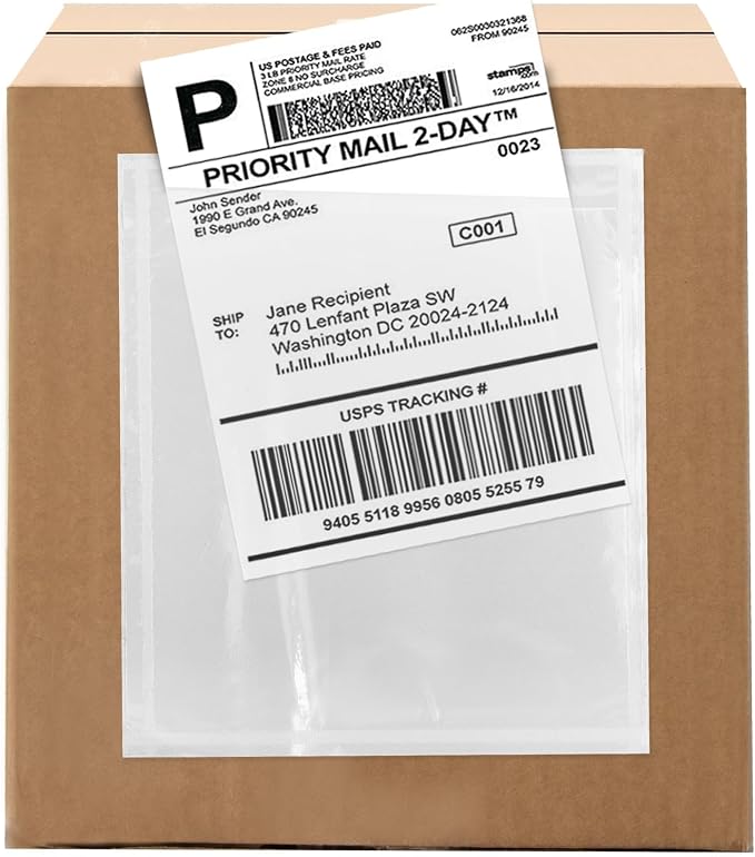 100 Count 4.5" x 5.5" Shipping Label Envelopes, Top Loading by GPI+POLY