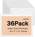 36 Pack 3" x 5" Index Card Holder Adhesive Plastic Label Holders Clear Tote Bag by BESARME