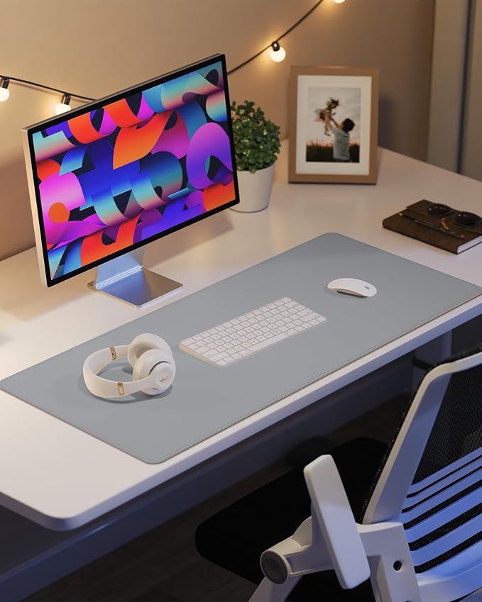 Leather Desk Pad Protector, Mouse Pad, Office Mat, Non-Slip PU Leather Blotter - Image 6