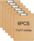6 PCS Extra Large 11x17 Clipboard, Wood Cleats by SENJUNSAFE