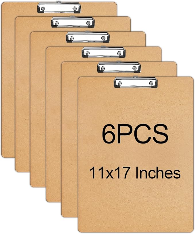 6 PCS Extra Large 11x17 Clipboard, Wood Cleats by SENJUNSAFE