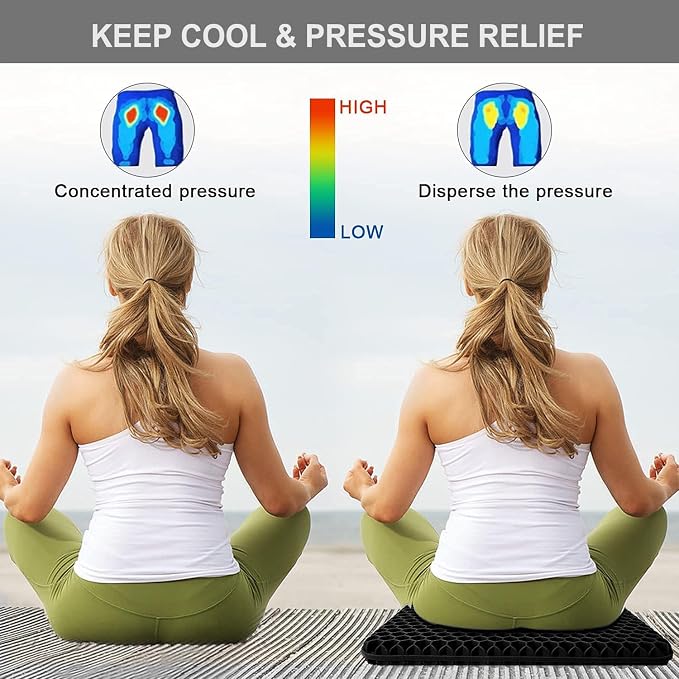 Gel Seat Cushion for Long Sitting Hip Pain, 20x20inch Jumbo Thick Soft & - Image 7