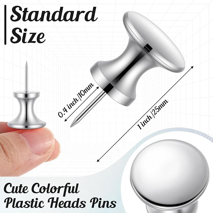 Outus 60 Pcs Giant Push Pins Jumbo Tacks 1/1.8inch Plastic Head - Image 2