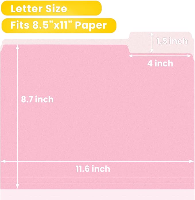 SUNEE File Folders, 18 Pack Manilla Folders 8.5 x 11, Colored Folder Office - Image 2