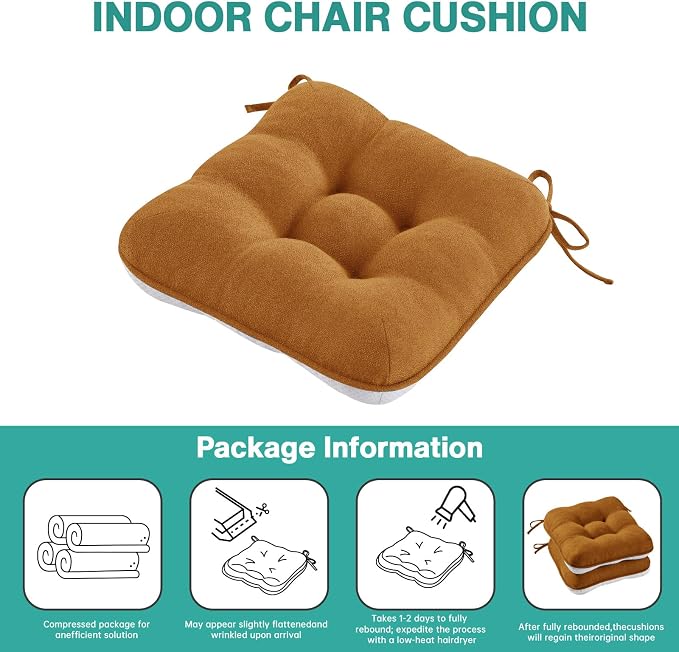 BETU Chair Cushions for Dining Chairs Set of 6, 3.5" Thick Kitchen Table Chair - Image 9
