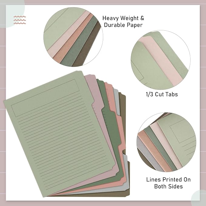 Cholemy 24 Pack Manila Lined Decorative File Folders, Letter Size, 1/3 Cut Tab - Image 3