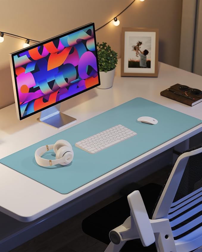 Leather Desk Pad Protector, Mouse Pad, Office Desk Mat, Non-Slip PU Leather - Image 6