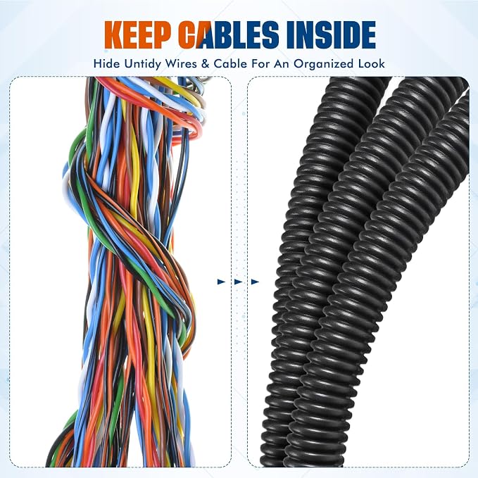 Sasylvia 3/8" x 25 ft Split Wire Loom Tubing Automotive Wire Loom Assortment - Image 5