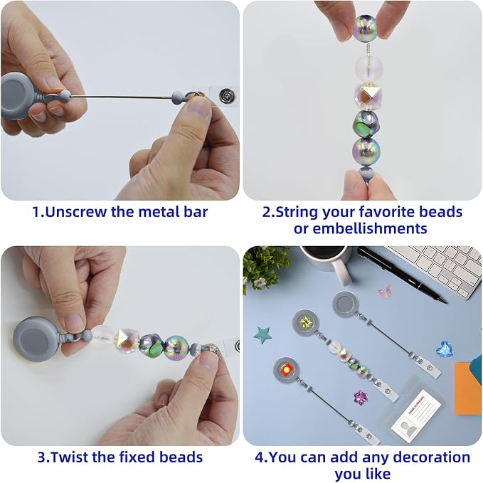 30pcs Gray Beadable Badge Reels Making Kits - Image 6