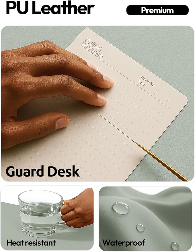 YSAGi Leather Desk Pad Protector, Office Desk Mat, Large Mouse Pad, Non-Slip PU - Image 4