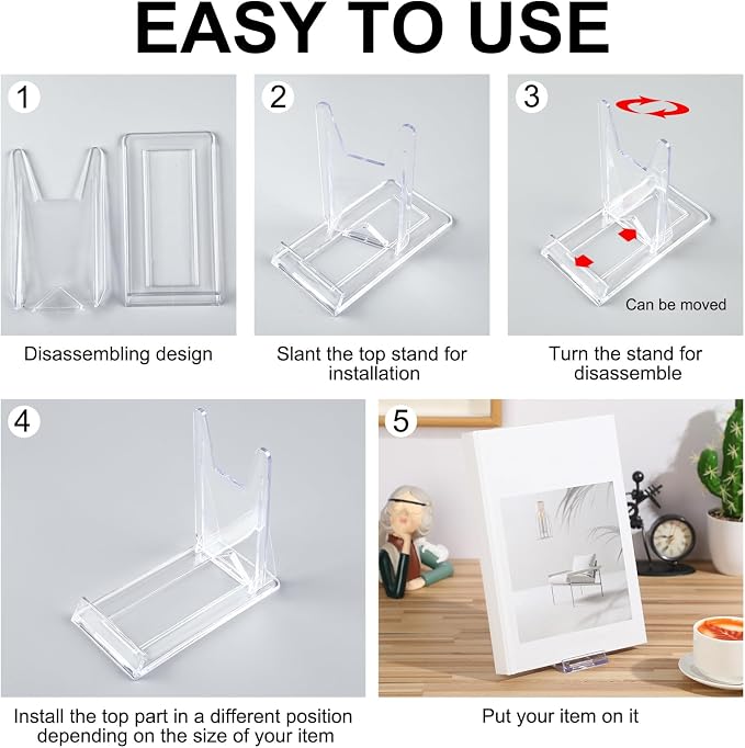 6 Pack Acrylic Book Stand for Display Adjustable Clear Display Holder Easel - Image 6