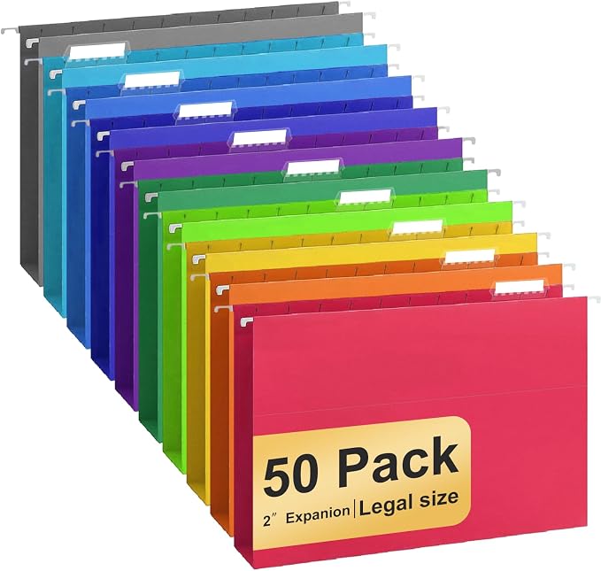 Hanging File Folders Legal Size, 50 Pack File Folders by YOPCDJ