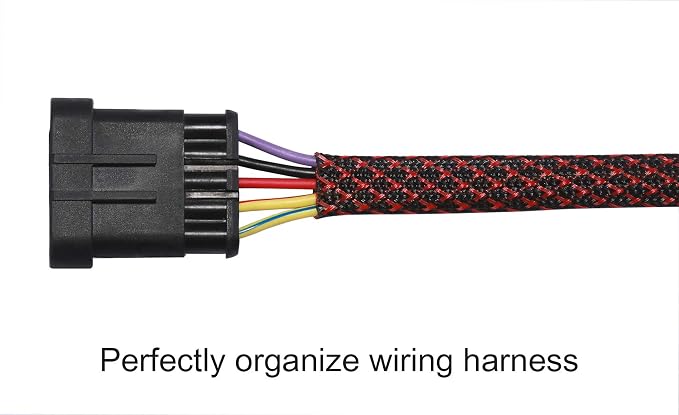 100ft - 3/4 inch PET Expandable Braided Sleeving – BlackRed – Alex Tech Braided - Image 3