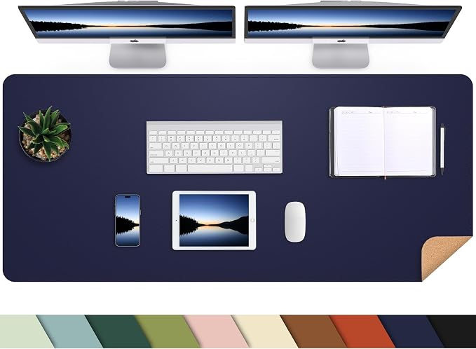 AFIING Cork Desk Mat 47" x 23.6", Dual-Sided Natural Cork & PU Leather Desk Pad by AFIING