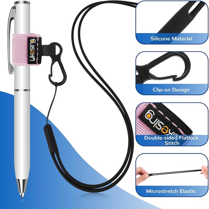 Likesing Pen Holder for Lanyard, Portable Elastic Retractable Pencil Holder - Image 3