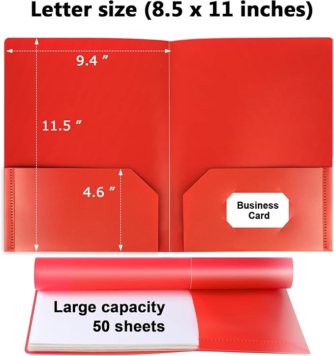 Plastic Folders with Pockets, 24 Color Heavy Duty Two Pocket Folder Business - Image 2