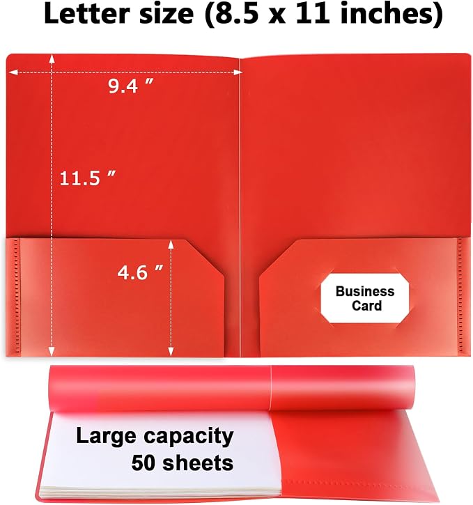 Plastic Folders with Pockets, 18 Color Heavy Duty Two Pocket Folder Business - Image 2