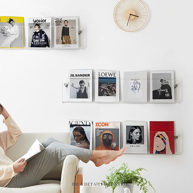 4-Pack 17" Acrylic Magazine Holder Vinyl Records Holder, Wall Display Floating - Image 7