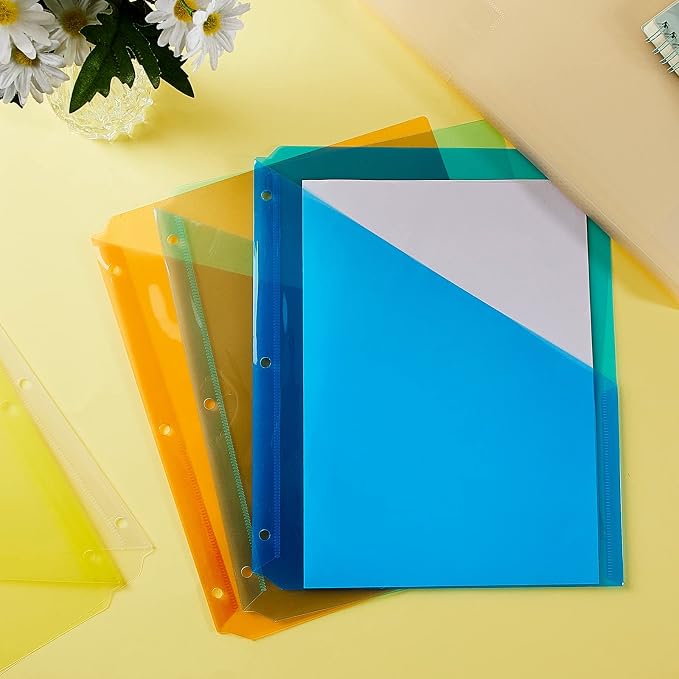Maitys 30 Pack Binder Pockets 3 Hole Punch Clear Plastic Document Folders - Image 4