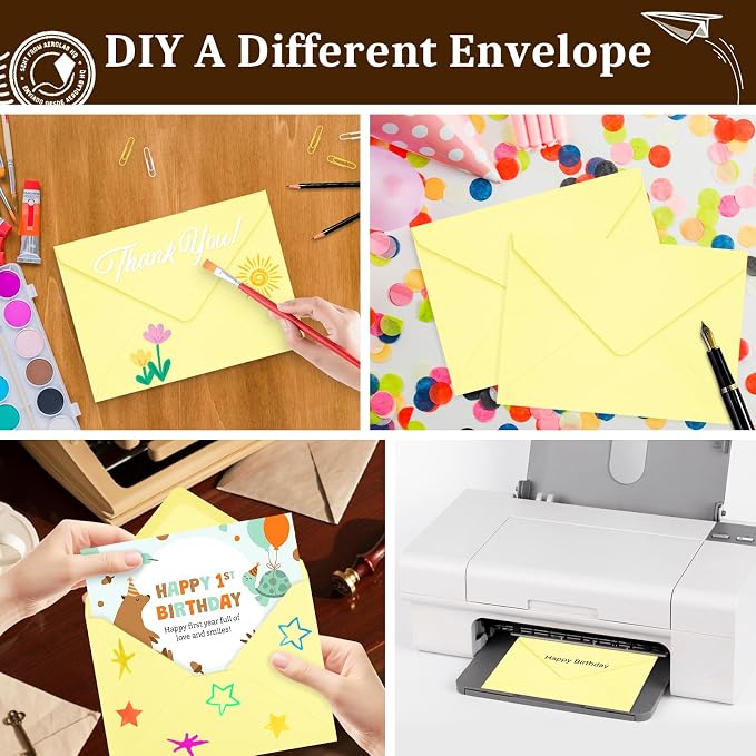 50 Pack A7 Envelopes, Light Yellow Greeting Card Envelopes Self Seal, 5.24 x - Image 6