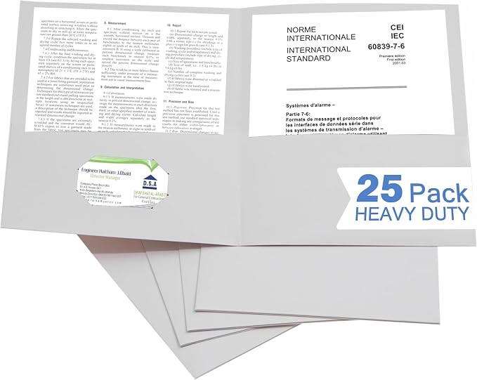 Zzrywuty 25 Packs White Two Pocket File Folders by Zzrywuty