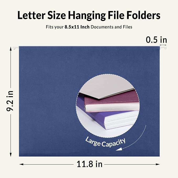 SUNEE Hanging File Folders Vintage Colors, 25 Pack Letter Size File Folders - Image 5
