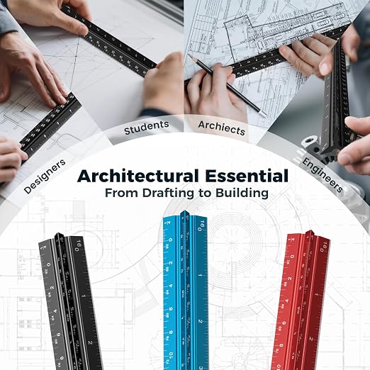 Rena Chris Architectural Scale Ruler: 12" Imperial Aluminum Alloy Metal - Image 4