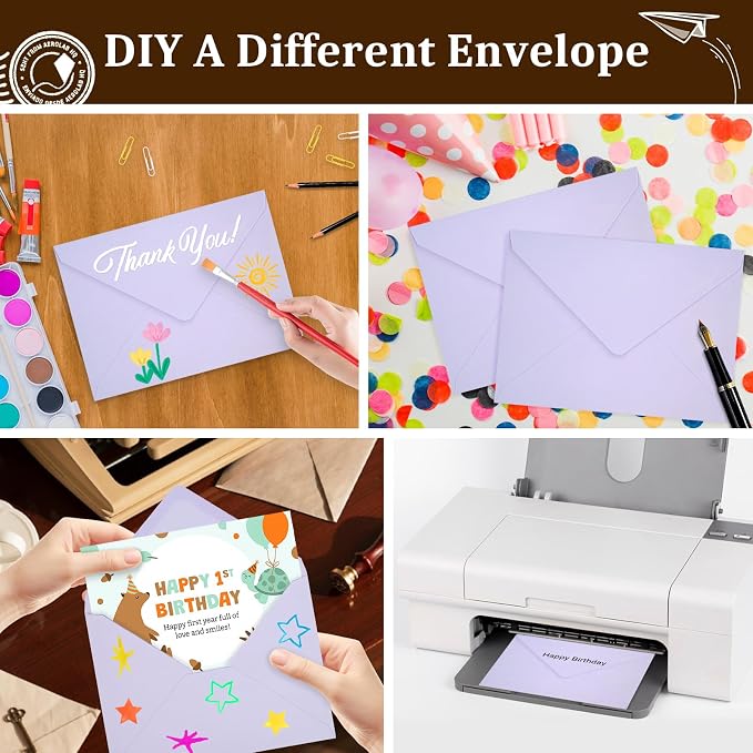 100 Pack A7 Envelopes, Light Purple Greeting Card Envelopes Self Seal, 5.24 x - Image 6