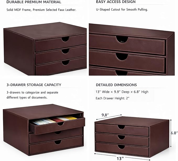 UnionBasic Document Organizer, 3-Drawer File Cabinet Document Storage Box - Image 4