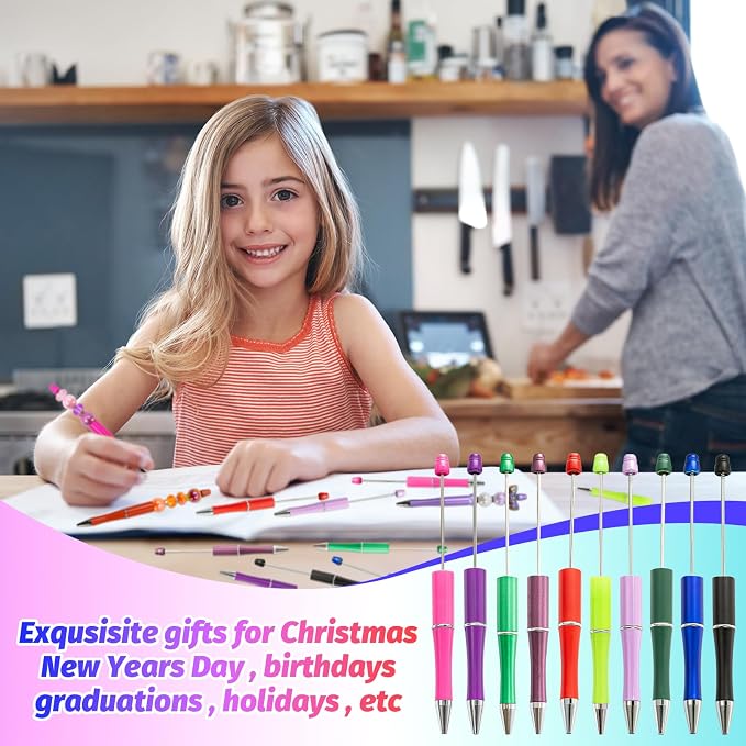 300 Pieces DIY Beadable Pen Kit – 100 Plastic Ballpoint Pens - Image 5