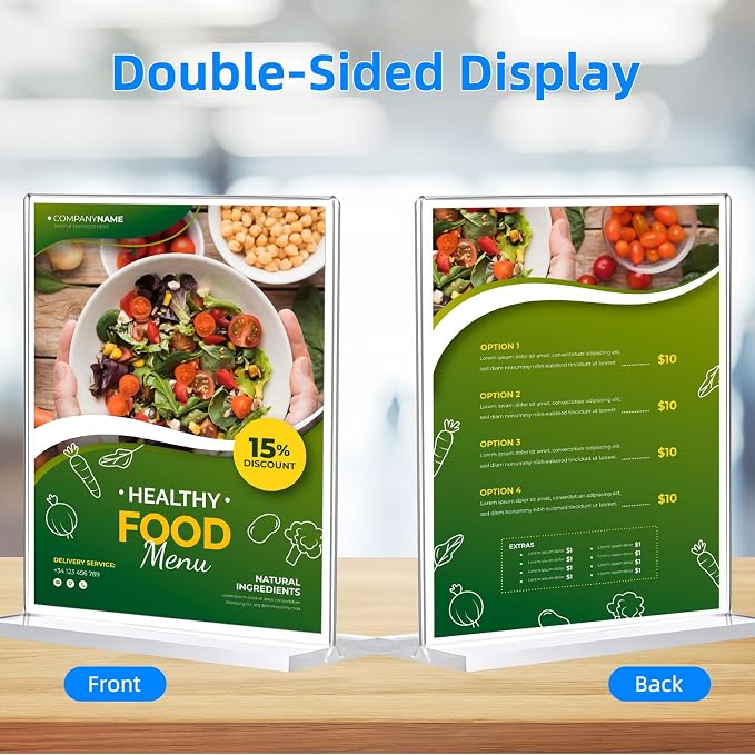12 Pack Acrylic Sign Holder 8.5 x 11, Double-Sided Clear Sign Holder Plastic - Image 6
