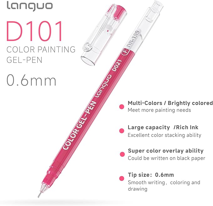 languo Gel Pens for Adult Coloring Books, 72 Colors Set Gel Colored Pens Marker - Image 2