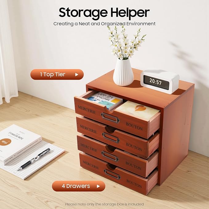 4-Drawer Desktop Storage Box, Desk Organizer Drawer, Office Supplies Countertop - Image 2