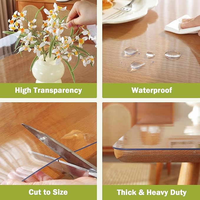 OstepDecor Clear Table Cover Protector 22 x 44 Inch, 1.5mm Thick Plastic Table - Image 4