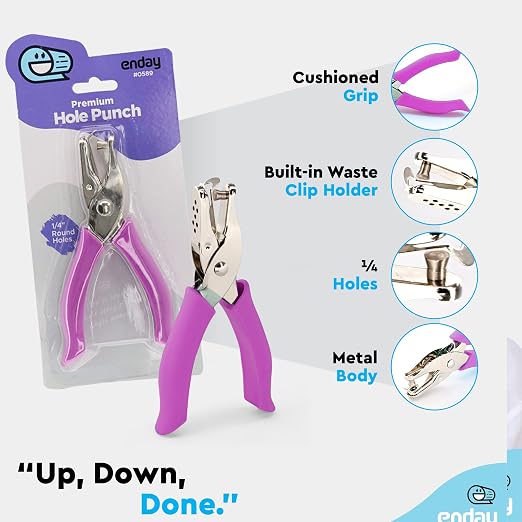 Enday Single Hole Punch – Purple 1/4" Hole Puncher Single - Image 3