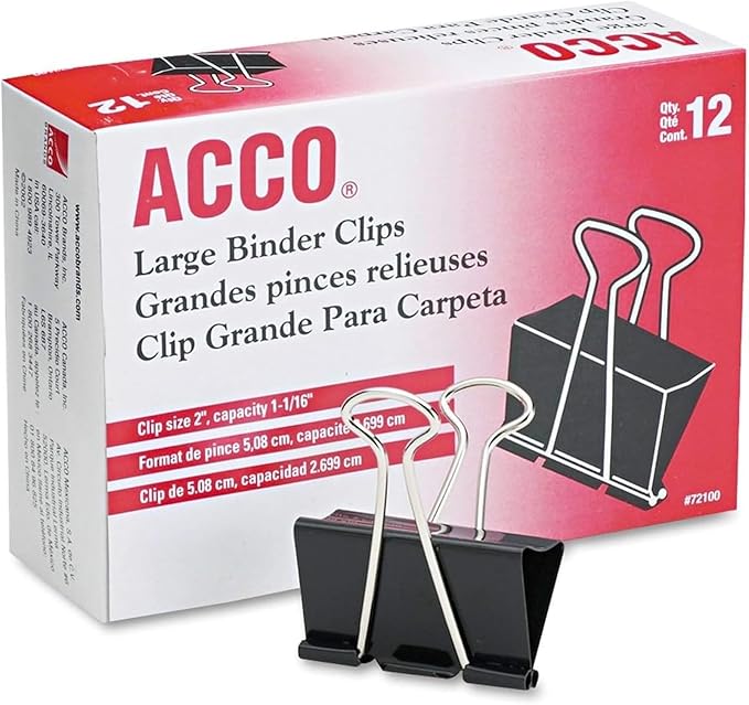 ACCO Brands Binder Clips, 1 Box, 12 Clips/Box by ACCO+Brands
